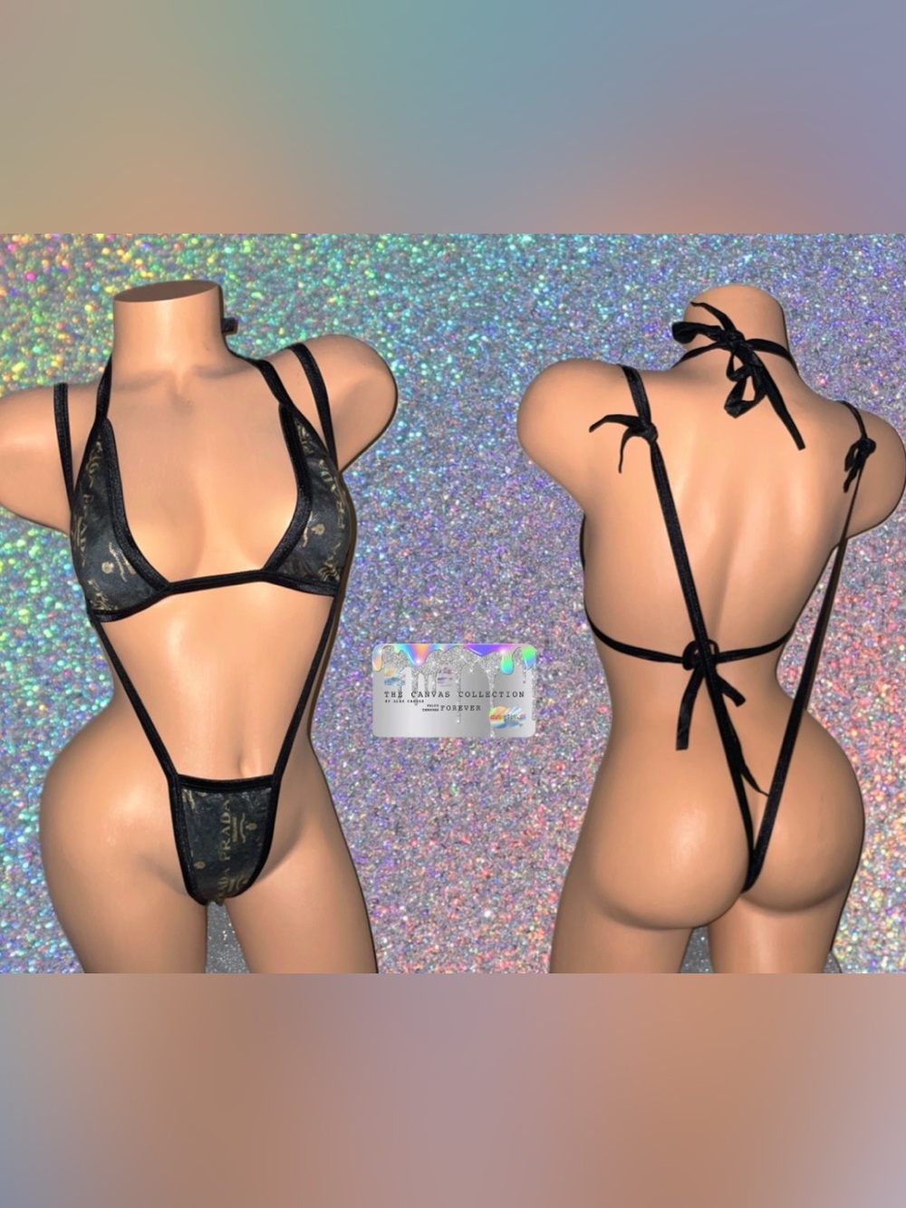 EXOTIC DANCEWEAR: Black & Gold 2 Piece Set